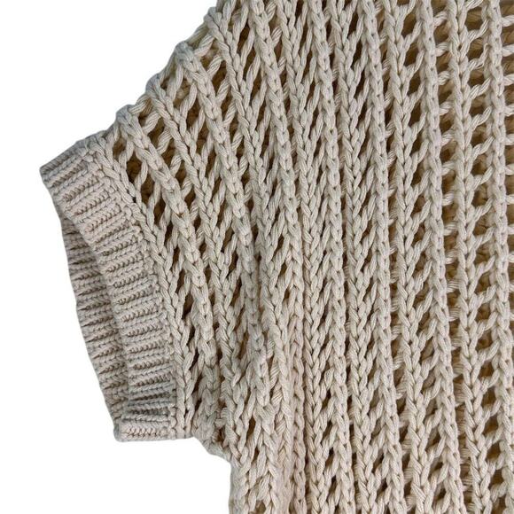 HYFVE Open Stitch Boxy Sweater Beige Crochet Knit Pullover Sweater Top Women's S - Picture 9 of 13